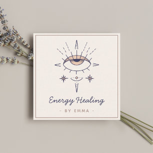 Tarjeta De Visita Cuadrada Místico Espiritual Tercer Ojo Energía Cosmica Sana