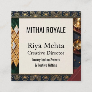 Tarjeta De Visita Cuadrada Mithai Royale Esmeralda Paisley Arte Motivo de Lot