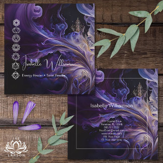 Tarjeta De Visita Cuadrada Mítico Ametista Chakras Reiki Meditación Yoga