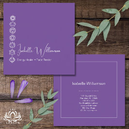 Tarjeta De Visita Cuadrada Mítico Ametista Chakras Reiki Meditación Yoga