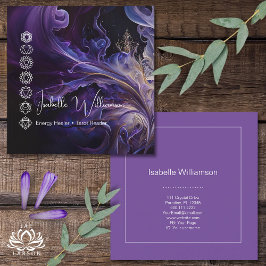 Tarjeta De Visita Cuadrada Mítico Ametista Chakras Reiki Meditación Yoga