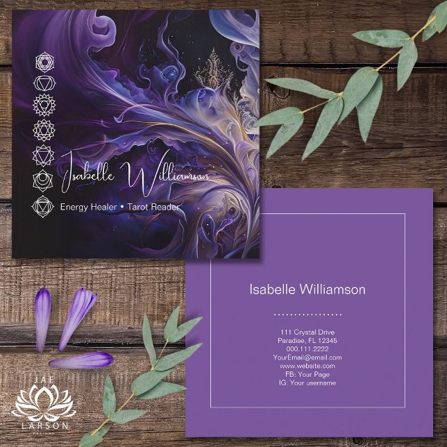 Tarjeta De Visita Cuadrada Mítico Ametista Chakras Reiki Meditación Yoga (Subido por el creador)