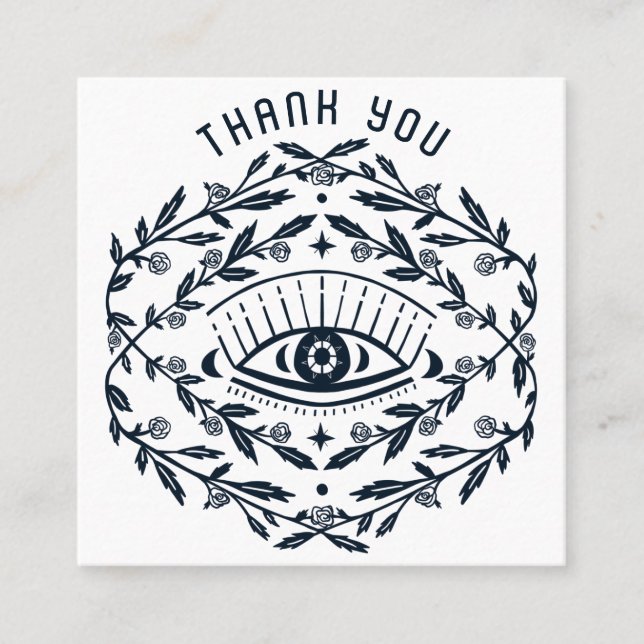 Tarjeta De Visita Cuadrada Míticos Rosas oculares Magical Boho QR Agradecimie (Anverso)