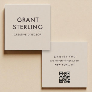 Tarjeta De Visita Cuadrada Mocha Brown Moderno Typografía Mínima Código QR
