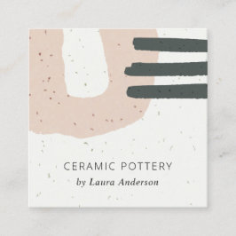 TARJETA DE VISITA CUADRADA MODA ABSTRACTA CERAMIC TEXTURE PINK PEACH ESPECKED