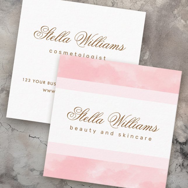 Tarjeta De Visita Cuadrada Moda acuarela moda spa boutique caligrafía (Chic watercolor trendy spa boutique calligraphy square business card)