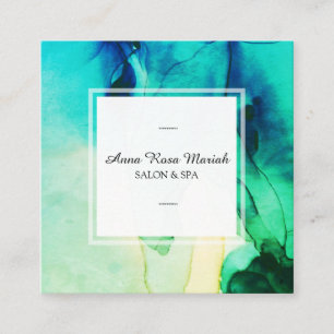Tarjeta De Visita Cuadrada *~* Moda artística turquesa verde abstracta