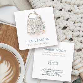 Tarjeta De Visita Cuadrada Moda Boho acuarela Macrame Bag Square Business C