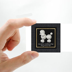 Tarjeta De Visita Cuadrada Moda Damask Dog Groomer
