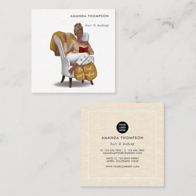 Tarjeta De Visita Cuadrada Moda de belleza para mujeres negras (Anverso / Reverso)