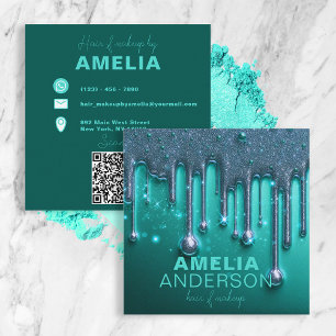 Tarjeta De Visita Cuadrada Moda de fantasía maquillaje Verde azulado de pintu