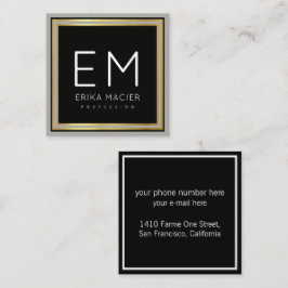 Tarjeta De Visita Cuadrada moda de lujo cuadrado negro pro