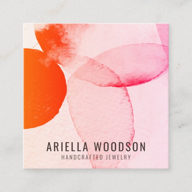 Tarjeta De Visita Cuadrada Moda del Diseñador de joyas de formas abstractas (Anverso)