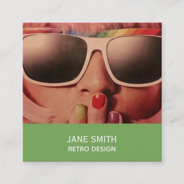 Tarjeta De Visita Cuadrada Moda Diseño retro profesional moderno (Anverso)