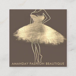 Tarjeta De Visita Cuadrada Moda Dorado logotipo QR Estilist Shop Boutique