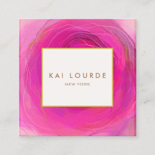 Tarjeta De Visita Cuadrada Moda elegante Abstracto rosa Color de agua Cuadrad