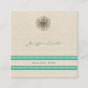 Tarjeta De Visita Cuadrada Moda elegante franjas turquesas de dandelion