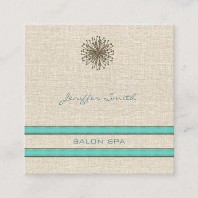 Tarjeta De Visita Cuadrada Moda elegante franjas turquesas de dandelion (Anverso)