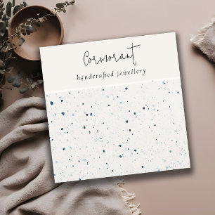 Tarjeta De Visita Cuadrada Moda Escaseada Azul Textura Blanco Tapón