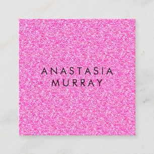 Tarjeta De Visita Cuadrada Moda, espárragos de Purpurina rosado caliente Girl