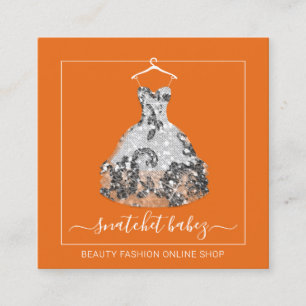 Tarjeta De Visita Cuadrada Moda Estilista Vestido de evento QR Código Logoti