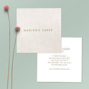 Tarjeta De Visita Cuadrada Moda Estilo Moderno Linen Beige