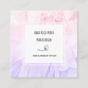 Tarjeta De Visita Cuadrada *~* Moda Flores de peones de lavanda rosa Floral