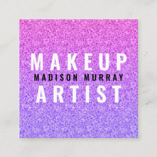 Tarjeta De Visita Cuadrada Moda Glam Lilac Purpurina púrpura Ombre Artista de