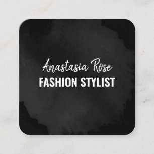 Tarjeta De Visita Cuadrada Moda Lujo Moderno Llanura Negro Simple Minimalista