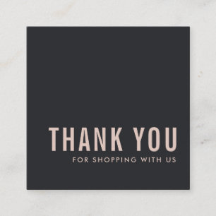 TARJETA DE VISITA CUADRADA MODA MÍNIMA SIMPLE ROSA NEGRA GRACIAS A SU COMPRA