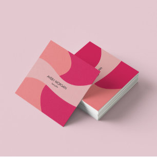 Tarjeta De Visita Cuadrada Moda moderna Resumen Estilista de pelo rosado