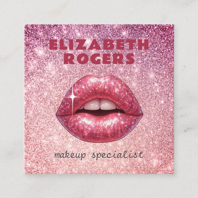 Tarjeta De Visita Cuadrada Moda Moderno Artista de maquillaje Profesional Cód (Anverso)