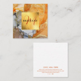 Tarjeta De Visita Cuadrada Moda Peach Naranja Gris