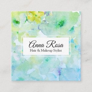 Tarjeta De Visita Cuadrada *~* Moda Popular Belleza Azul Turquesa Floral