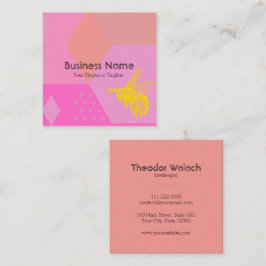 Tarjeta De Visita Cuadrada Moda Profesional de Abejas Oro Rosa