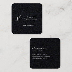 Tarjeta De Visita Cuadrada Moda profesional Firma Deep Premium Negro