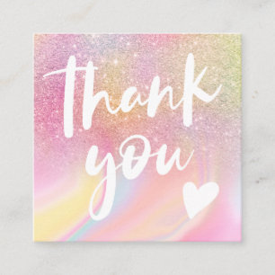 Tarjeta De Visita Cuadrada Moda purpurina de mármol arcoiris alegre pastel g