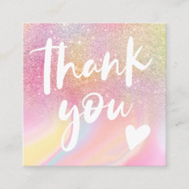 Tarjeta De Visita Cuadrada Moda purpurina de mármol arcoiris alegre pastel gr