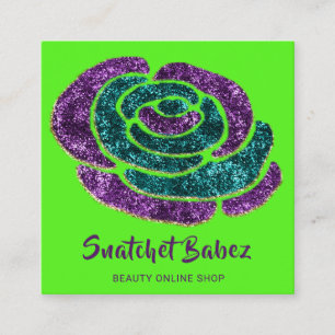 Tarjeta De Visita Cuadrada Moda Tienda en línea Logo de código QR púrpura ver