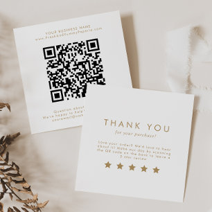 Tarjeta De Visita Cuadrada Moda Tipografía de Oro Código QR Dejar Una Revisió