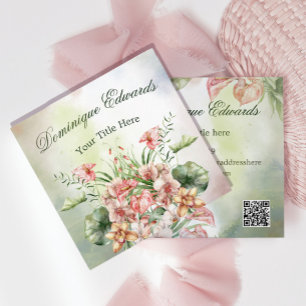 Tarjeta De Visita Cuadrada Moda tropical botánica Flores elegantes
