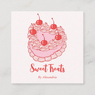 Tarjeta De Visita Cuadrada Moda Vintage Heart Cake Bakery Chef