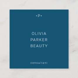 Tarjeta De Visita Cuadrada Moda y monograma mínimo| Azul