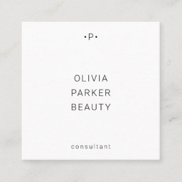 Tarjeta De Visita Cuadrada Moda y monograma mínimo| Blanco y negro