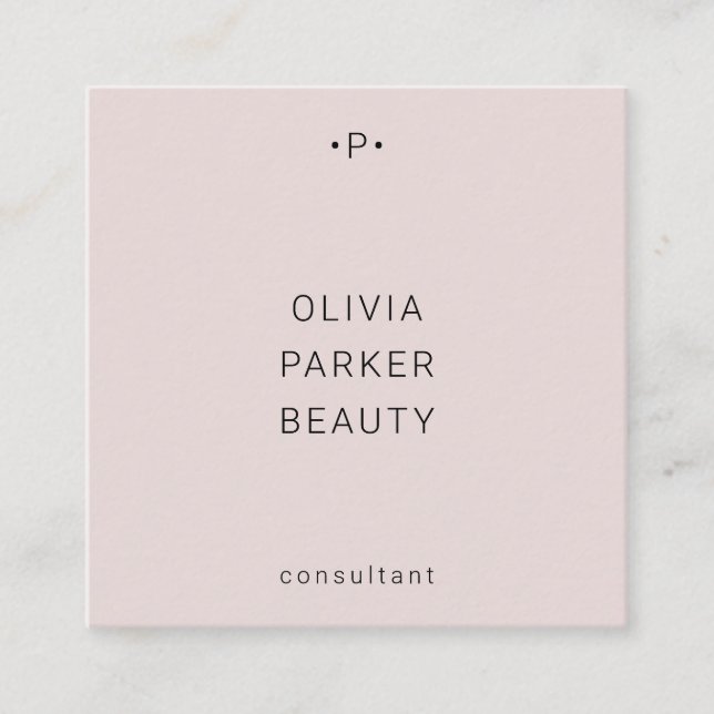 Tarjeta De Visita Cuadrada Moda y monograma mínimo| Rubor (Anverso)