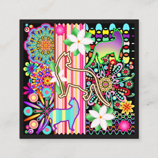 Tarjeta De Visita Cuadrada Modelo de la fantasía de las mandalas, de los (Anverso)