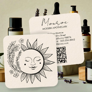 Tarjeta De Visita Cuadrada Modern Apothecary Sol Floral Boho Elegante Código 