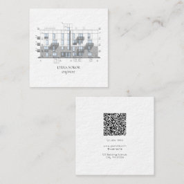 Tarjeta De Visita Cuadrada Modern Architect Blueprint Business Card