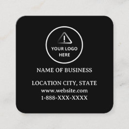Tarjeta De Visita Cuadrada Modern Black Custom Logo and QR Code 