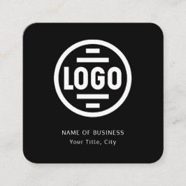 Tarjeta De Visita Cuadrada Modern Black Custom Logo and QR Code Square Busine